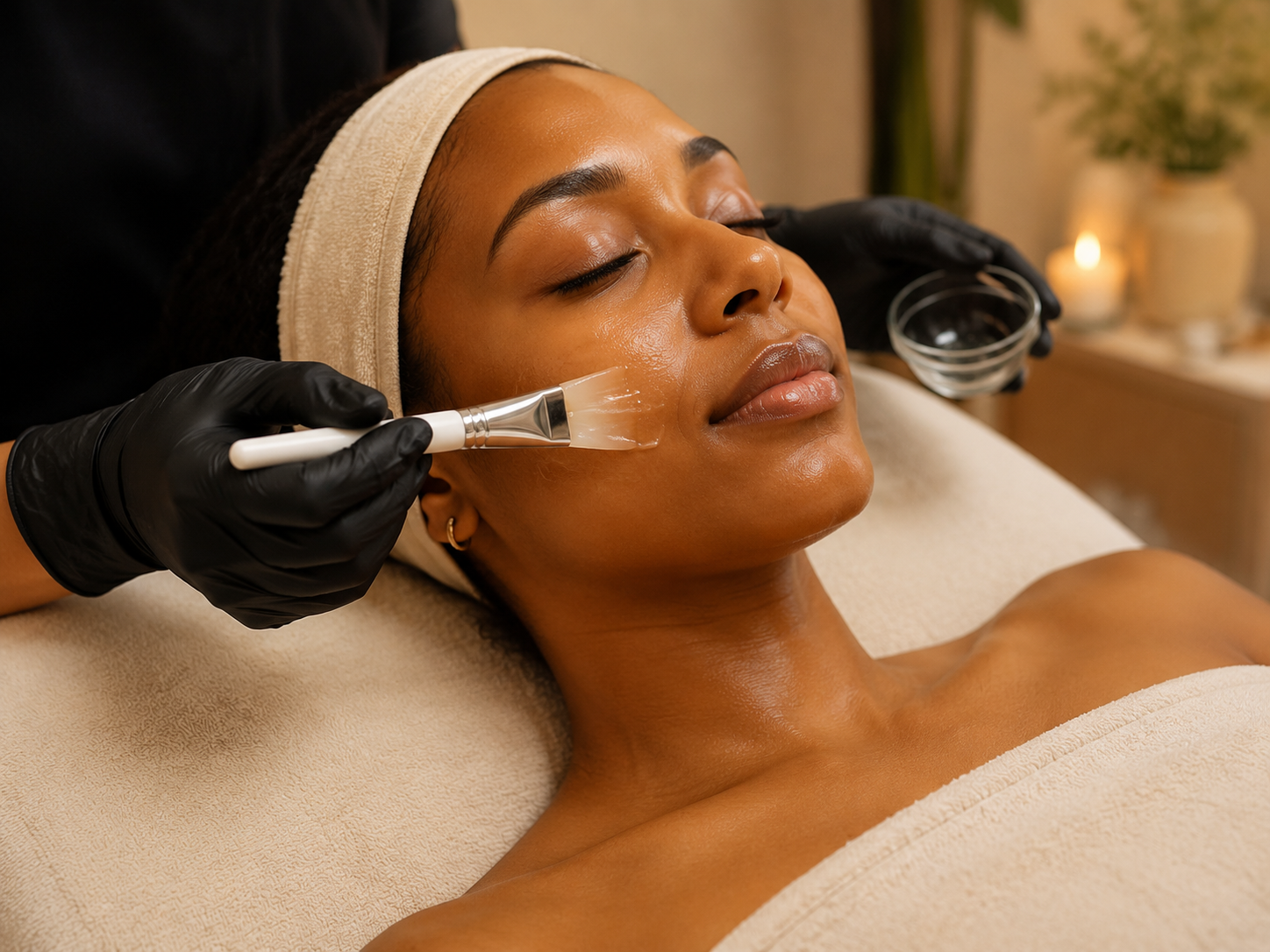 Hydrating serum applied during a Korean-inspired facial